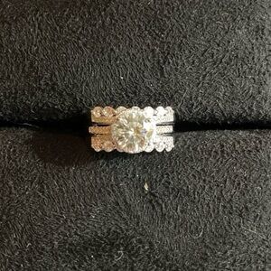 Stunning 2+ Carat Certified White Moissanite Diamond Wedding Set. Size 8.5